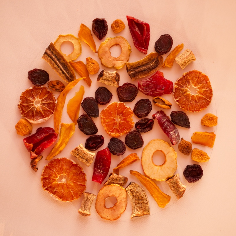 Dehydrated fruit mix.